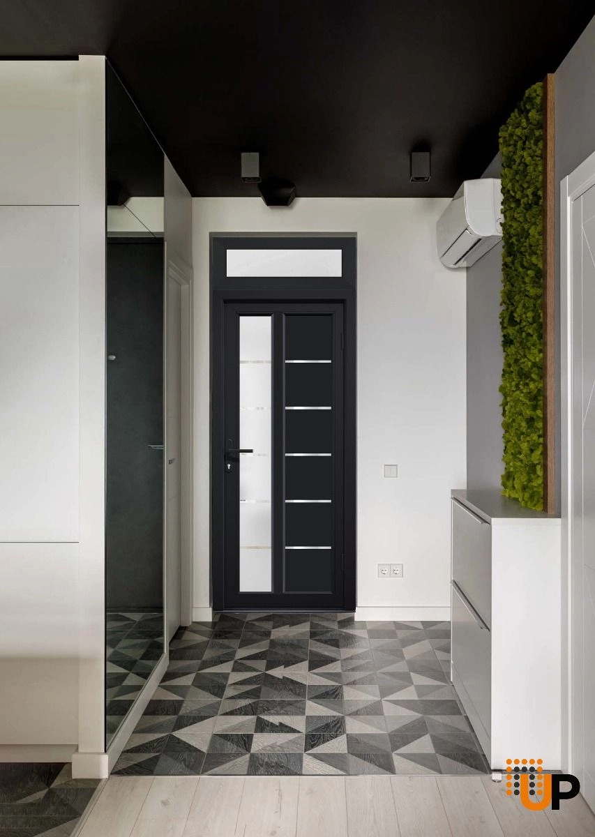 Single swing vinyl modern exterior door with tempered glass | Manux 8088 Black | 30 x 94 photo#4