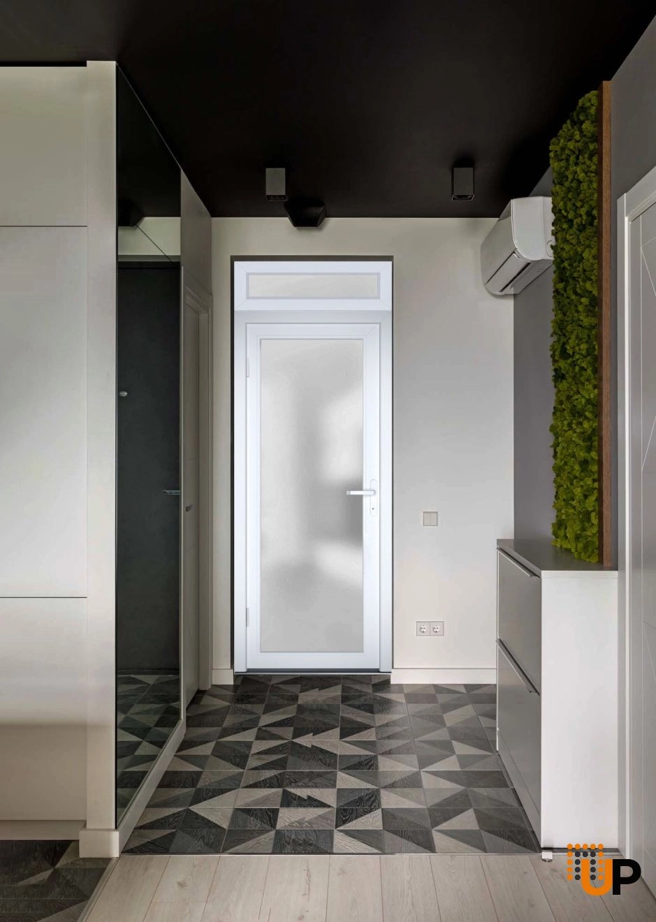 Single swing metal-plastic modern exterior door with tempered | Manux 8102 White | 30 x 94 photo#5