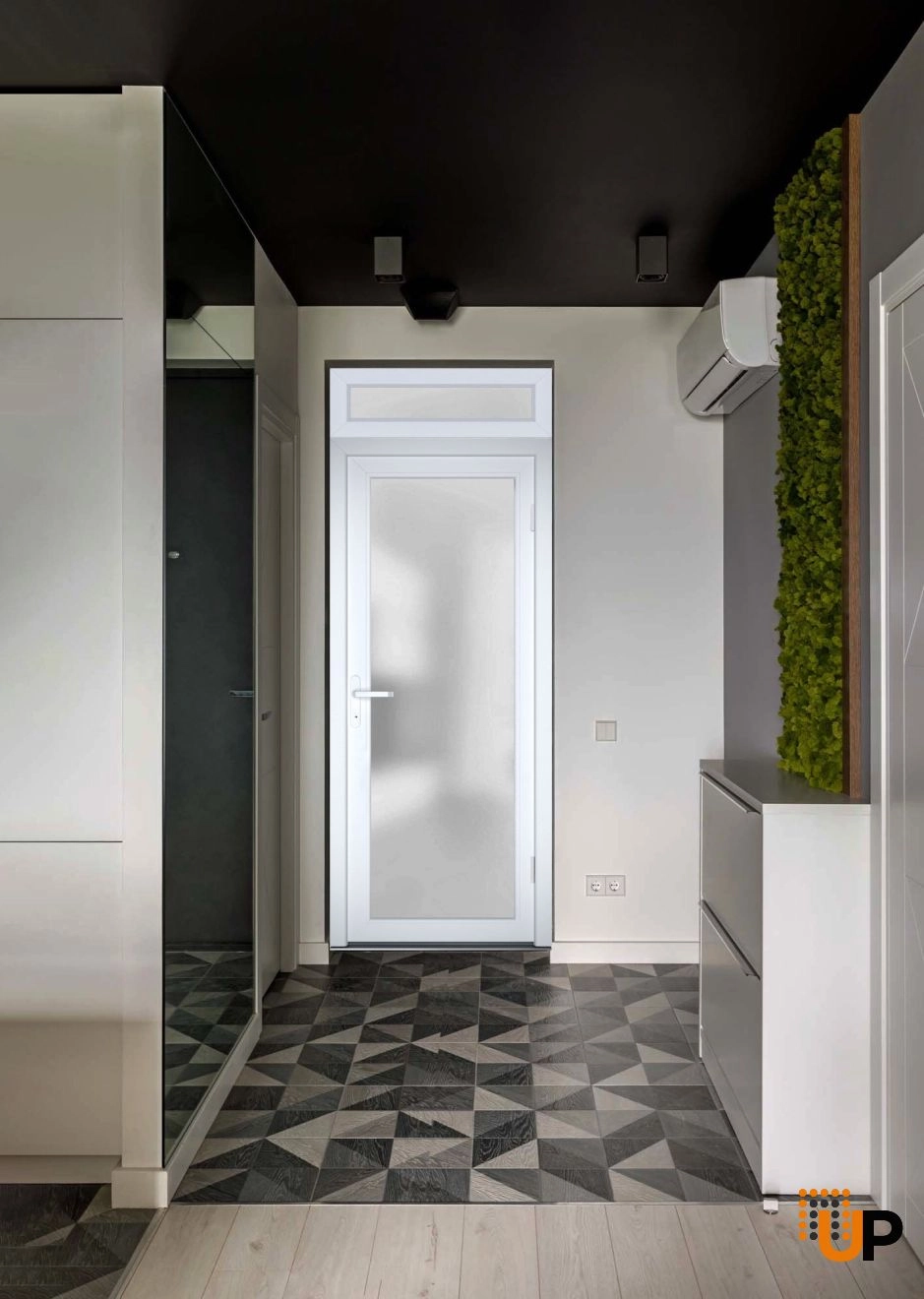 Single swing vinyl modern exterior door with tempered glass | Manux 8102 White | 30 x 94 photo#5