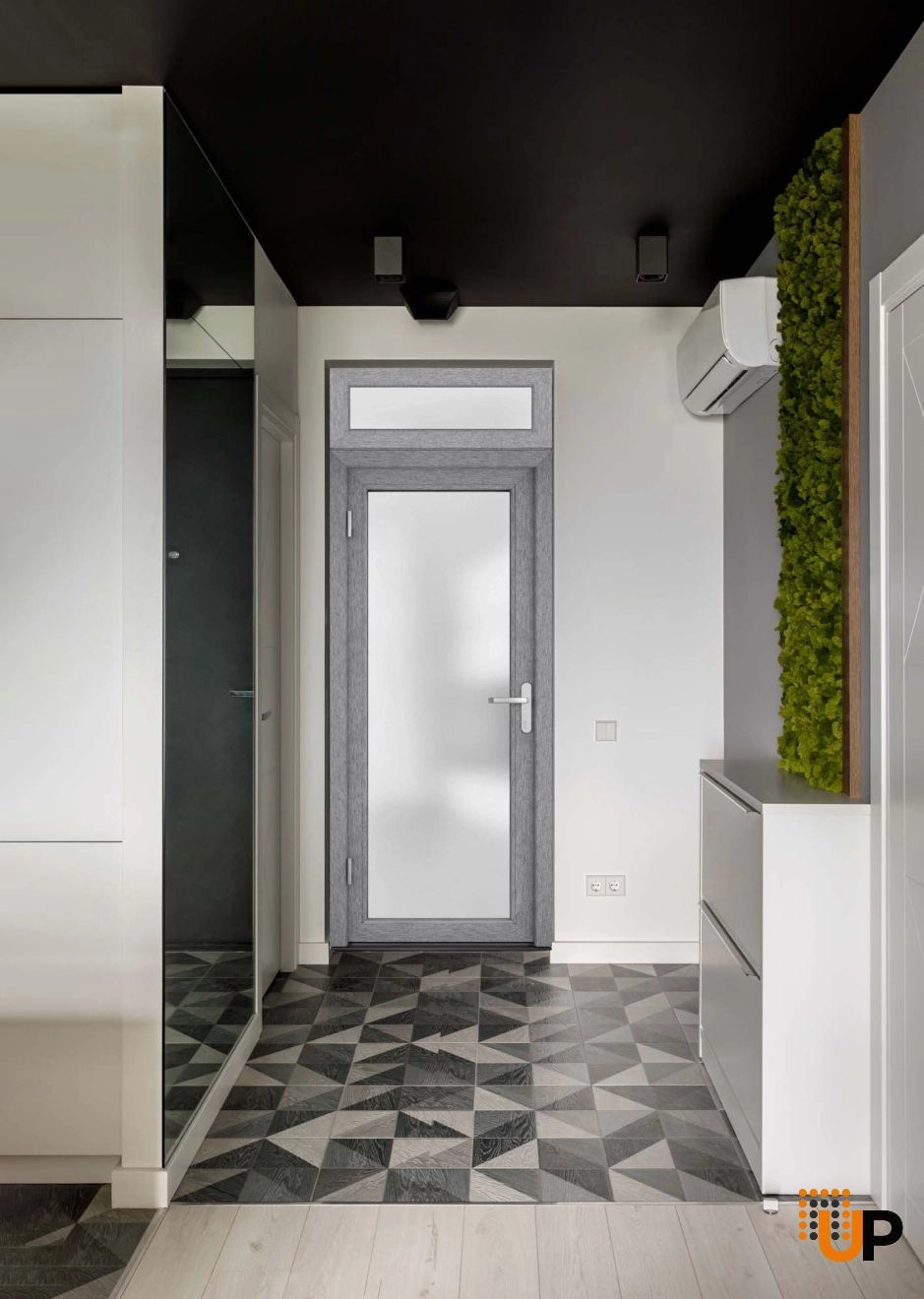 Manux 8102 exterior metal-plastic door 30x94 (30x80+14) grey upvc Photo #5