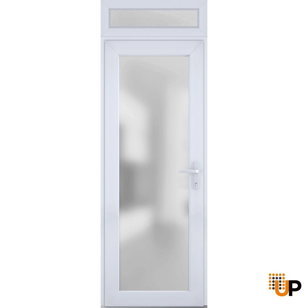 Single swing vinyl modern exterior door with tempered glass | Manux 8102 White | 30 x 94 photo#1