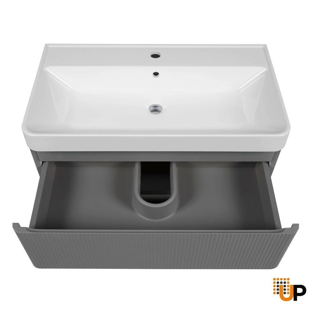 Modern Wall-Mounted Bathroom Vanity with Washbasin | Luxury Gray Matte Collection | Non-Toxic Fire-Resistant MDF-36" photo#6