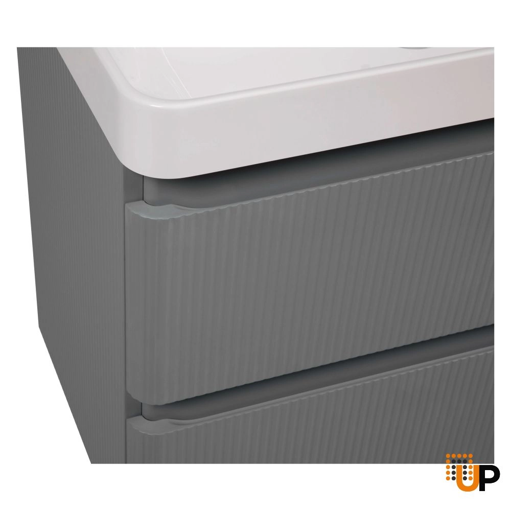 Modern Wall-Mounted Bathroom Vanity with Washbasin | Luxury Gray Matte Collection | Non-Toxic Fire-Resistant MDF-36" photo#3