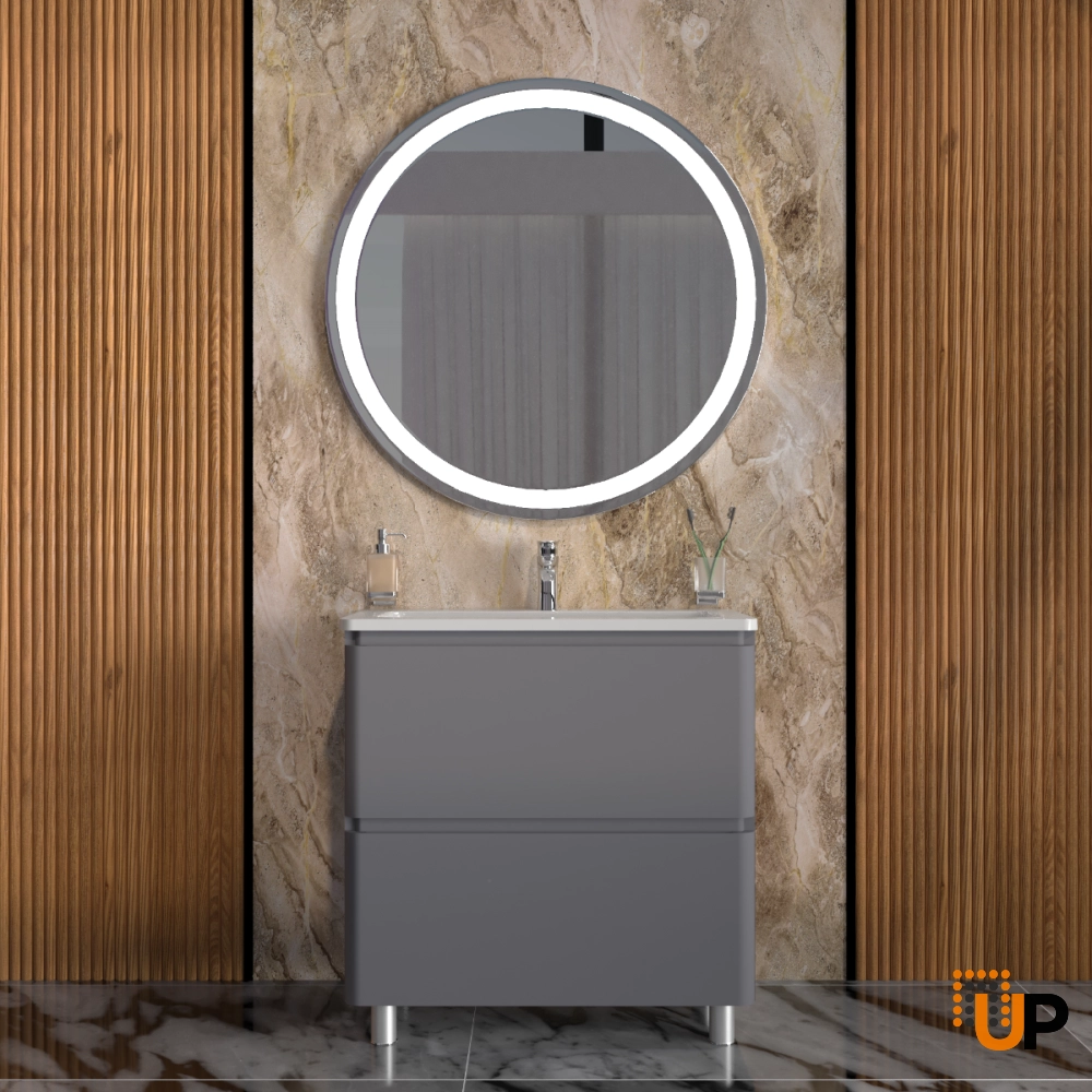 Modern Free Standing Bathroom Vanity with Washbasin | Comfort Gray Matte Collection | Non-Toxic Fire-Resistant MDF photo#2