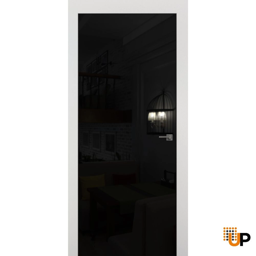 Single solid core swing modern interior hidden door with gloss black mirror | TERMIX 0801 Black | 30 x 96 photo#1