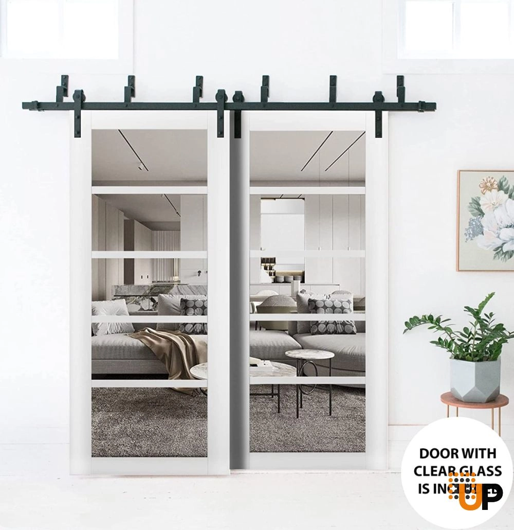 Single mdf luxury interior door slab with clear glass | Quadro 4522 White | 18 x 80 photo#4