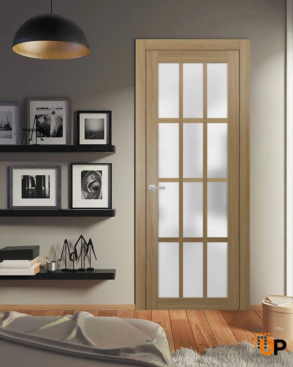 Single solid core luxury interior swing door with frosted glass | Felicia 3312 Ginger Ash | 36 x 80 photo#2