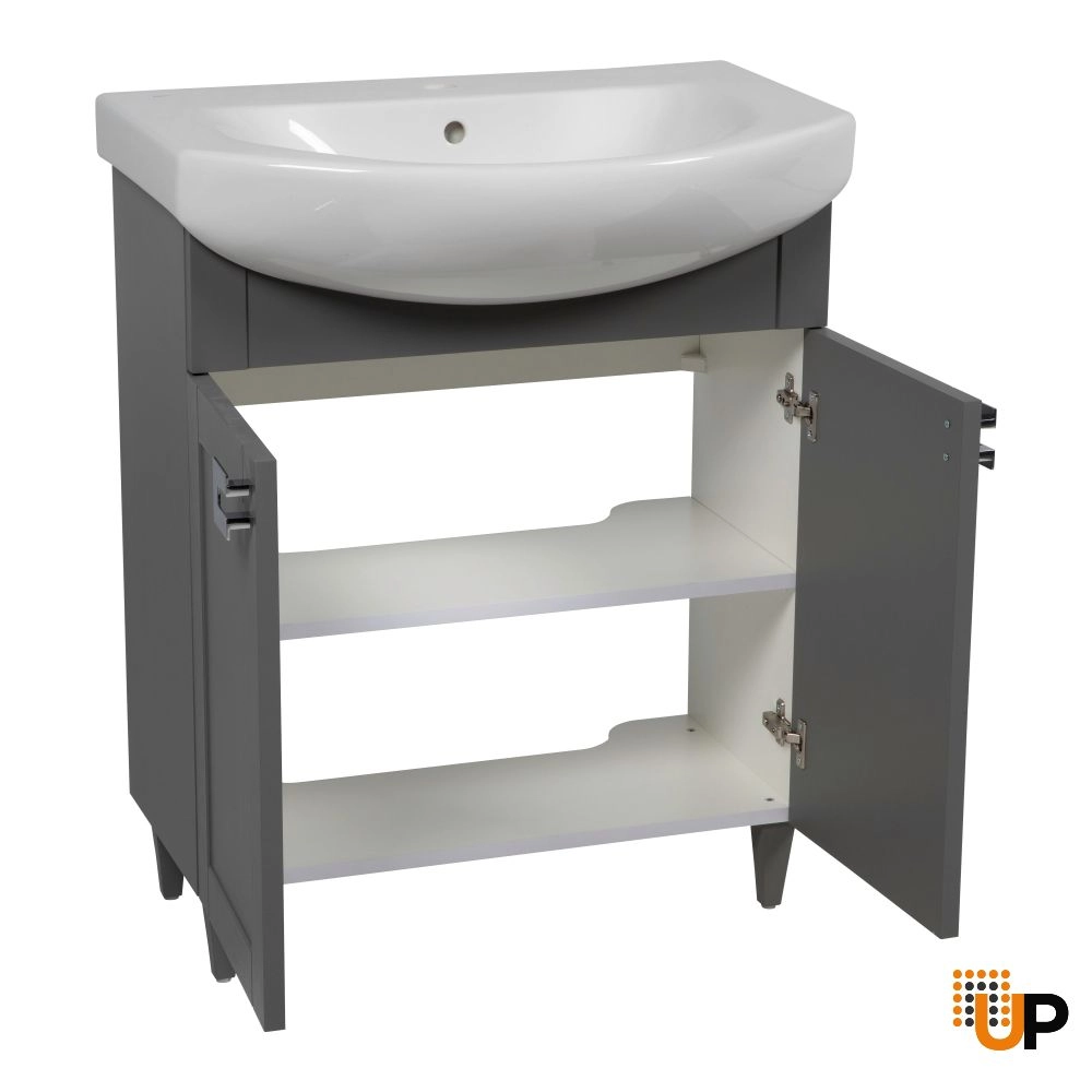Modern Free standing Bathroom Vanity with Washbasin | Woodmix Gray Matte Collection | Non-Toxic Fire-Resistant MDF-28" photo#4