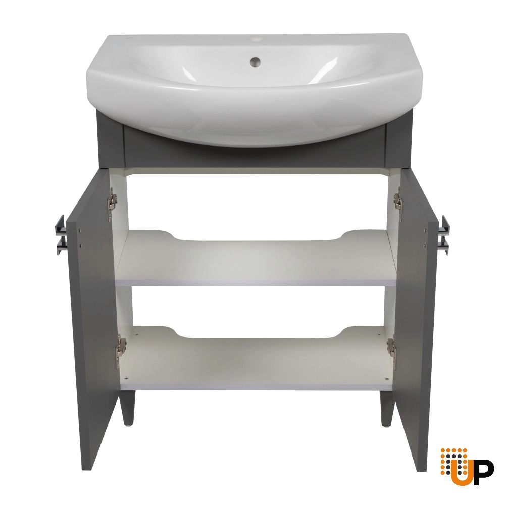 Modern Free standing Bathroom Vanity with Washbasin | Woodmix Gray Matte Collection | Non-Toxic Fire-Resistant MDF-28" photo#5
