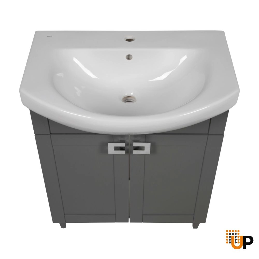 Modern Free standing Bathroom Vanity with Washbasin | Woodmix Gray Matte Collection | Non-Toxic Fire-Resistant MDF photo#4