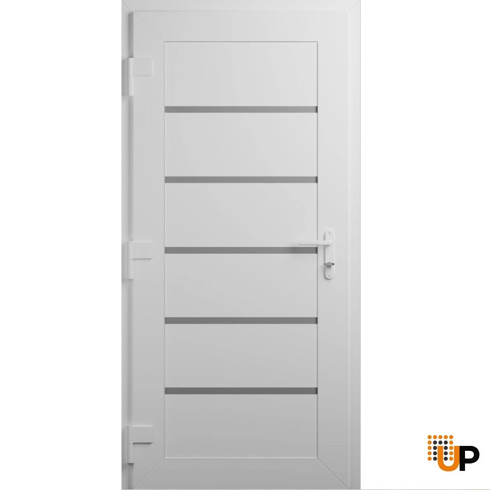 Single swing metal-plastic modern exterior door | Manux 8415 White | 30 x 80 photo#2