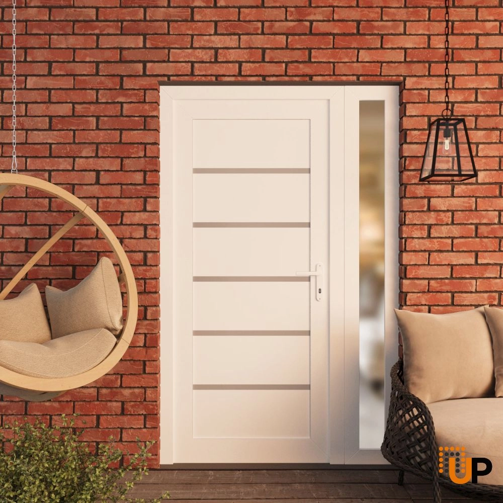 Single swing vinyl modern exterior door | Manux 8415 White | 46 x 80 (32+14 x 80) photo#3