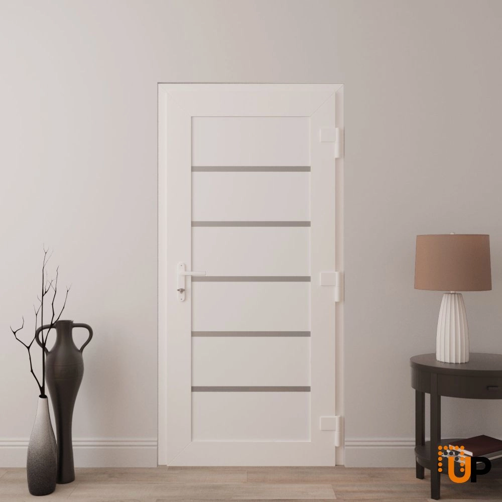 Single swing vinyl modern exterior door | Manux 8415 White | 30 x 80 photo#4