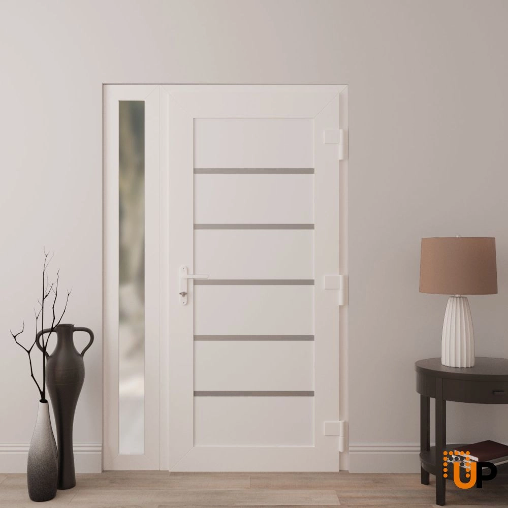 Single swing vinyl modern exterior door | Manux 8415 White | 52 x 80 (36+16 x 80) photo#4