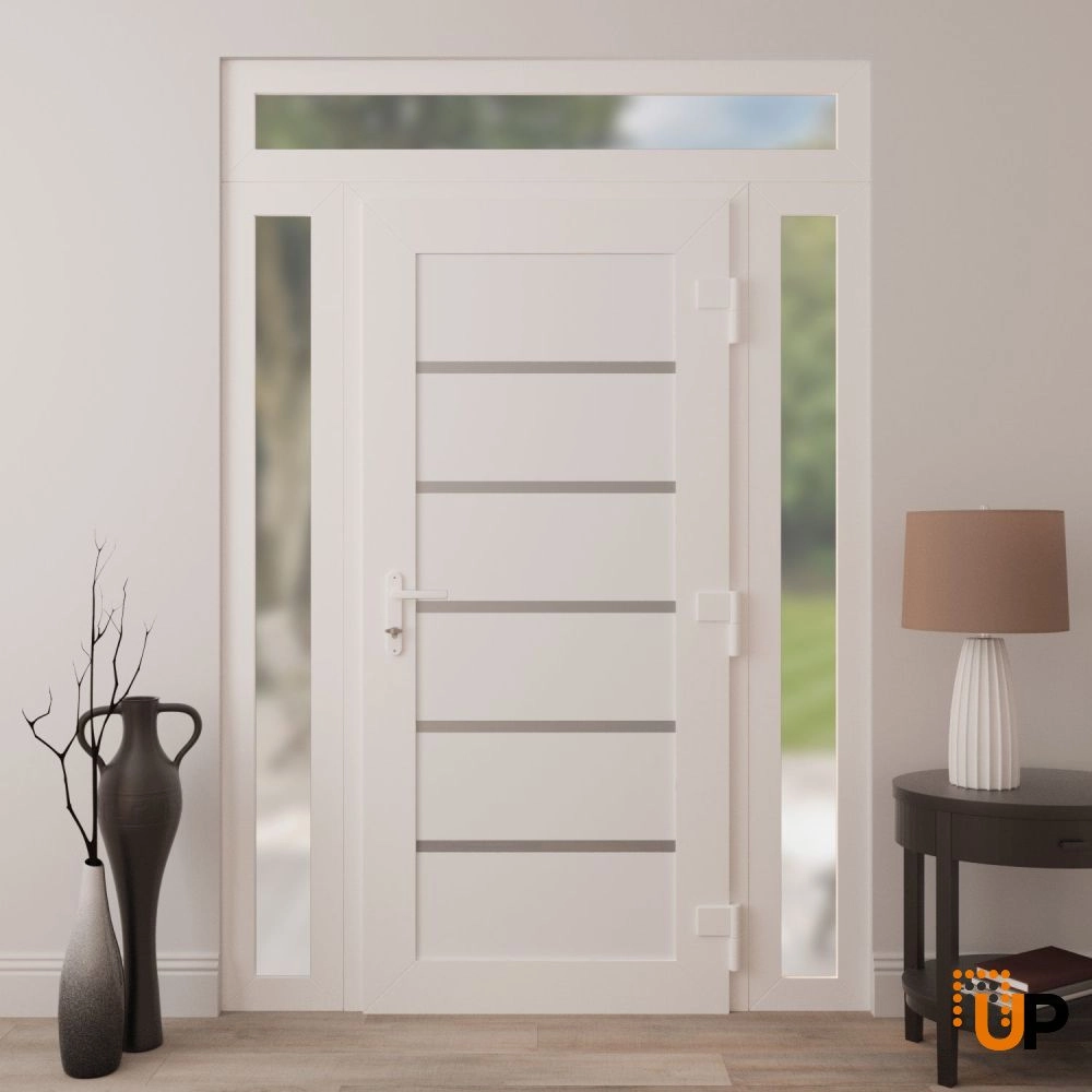 Single swing vinyl modern exterior door | Manux 8415 White | 60 x 94 (12+36+12 x 80+14) photo#4