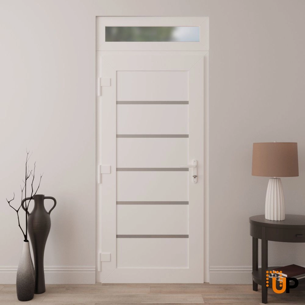 Single swing vinyl modern exterior door | Manux 8415 White | 30 x 94 (30 x 80+14) photo#4
