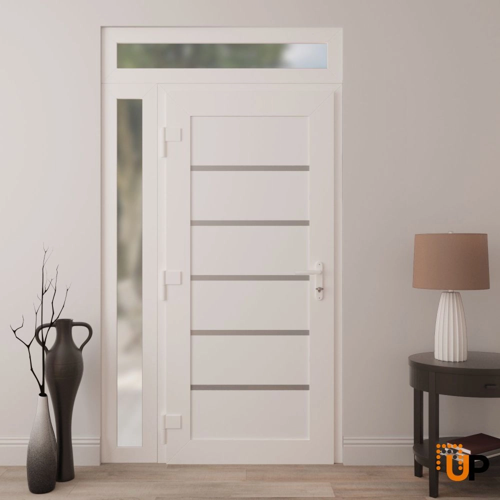 Single swing vinyl modern exterior door | Manux 8415 White | 42 x 94 (30+12 x 80+14) photo#4