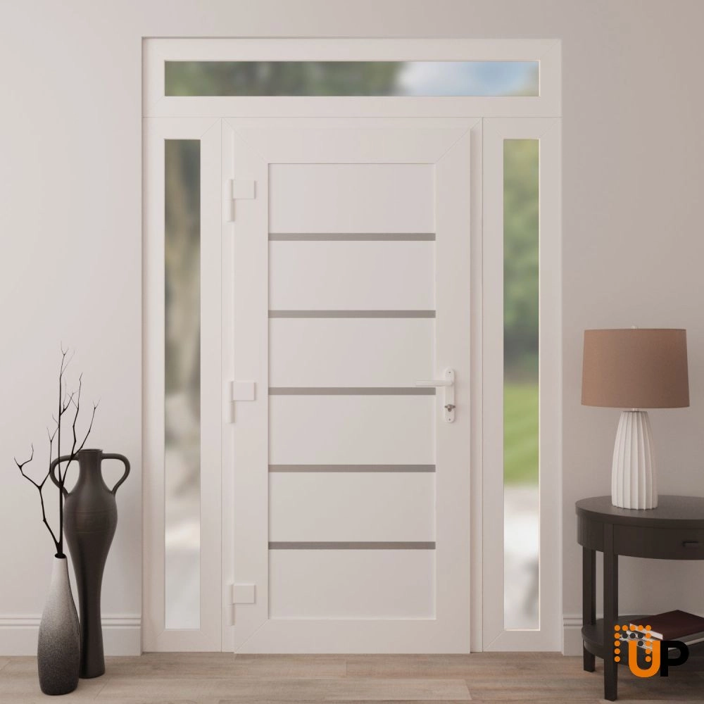 Single swing vinyl modern exterior door | Manux 8415 White | 54 x 94 (12+30+12 x 80+14) photo#4