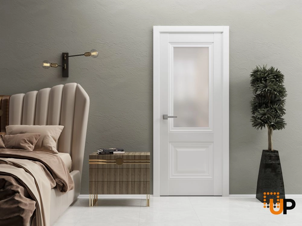 Single solid core classic interior swing door with frosted glass | Lucia 8822 White | 18 x 80 photo#2