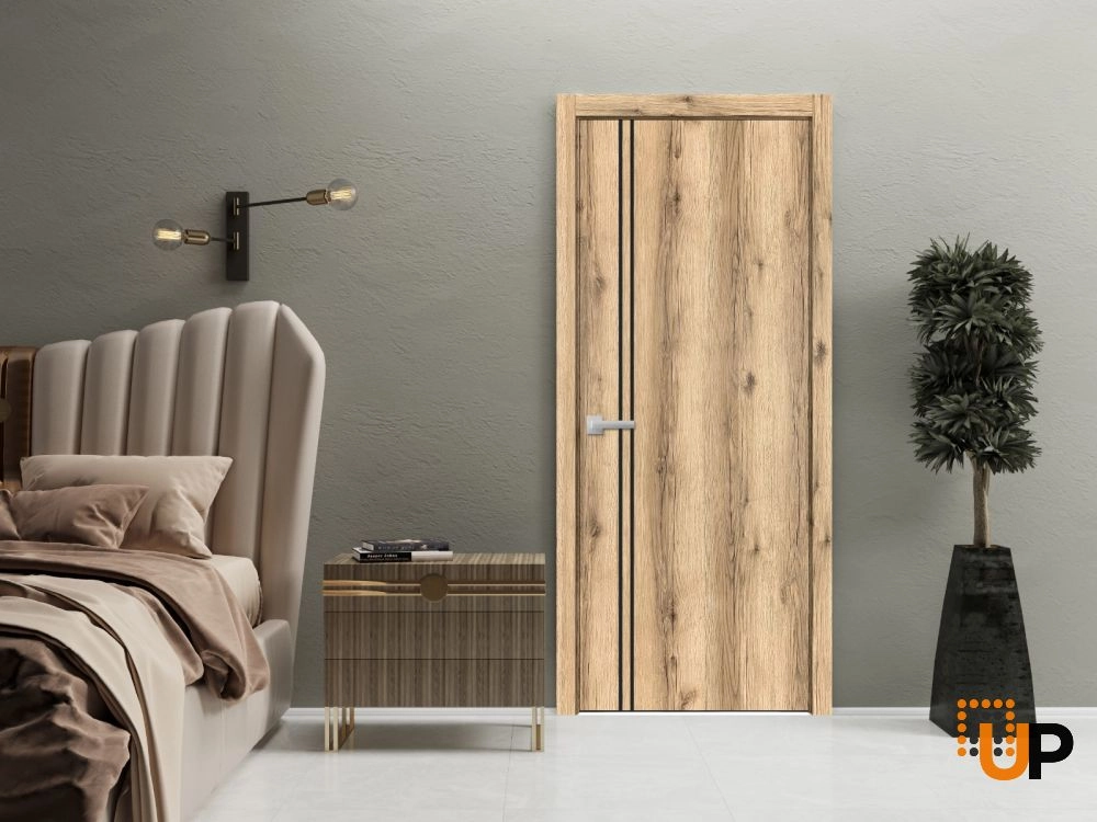 Single solid wood with honeycomb modern interior swing door | Planum 0016 Oak | 18 x 80 photo#2