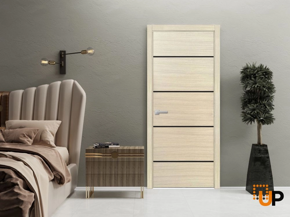 Single solid wood with honeycomb modern interior swing door | Planum 0015 Natural Veneer | 18 x 80 photo#2