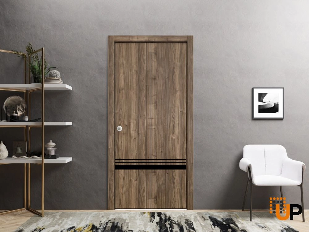 2 folding panels solid wood with honeycomb sliding flush interior bi-fold door | Planum 0012 Walnut | 36 x 80 (2* 18x80) photo#2