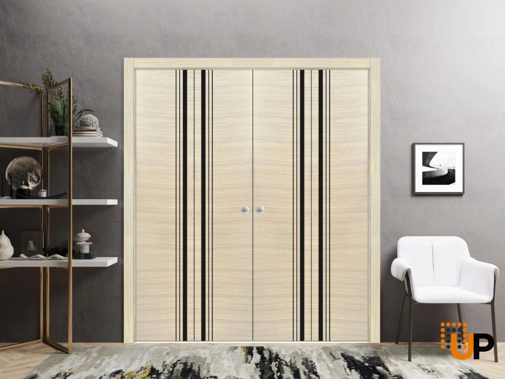 4 folding panels solid wood with honeycomb sliding modern interior bi-fold double door | Planum 0011 Natural Veneer | 72 x 80 (4* 18x80) photo#2