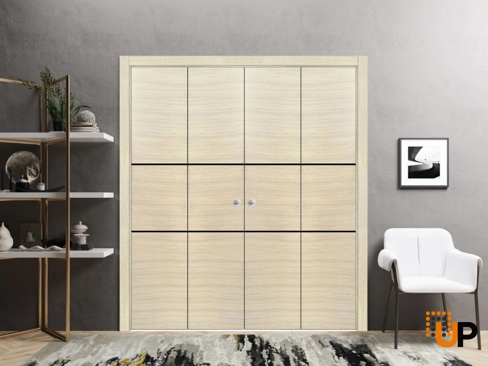 4 folding panels solid wood with honeycomb sliding modern interior bi-fold double door | Planum 0014 Natural Veneer | 72 x 80 (4* 18x80) photo#2