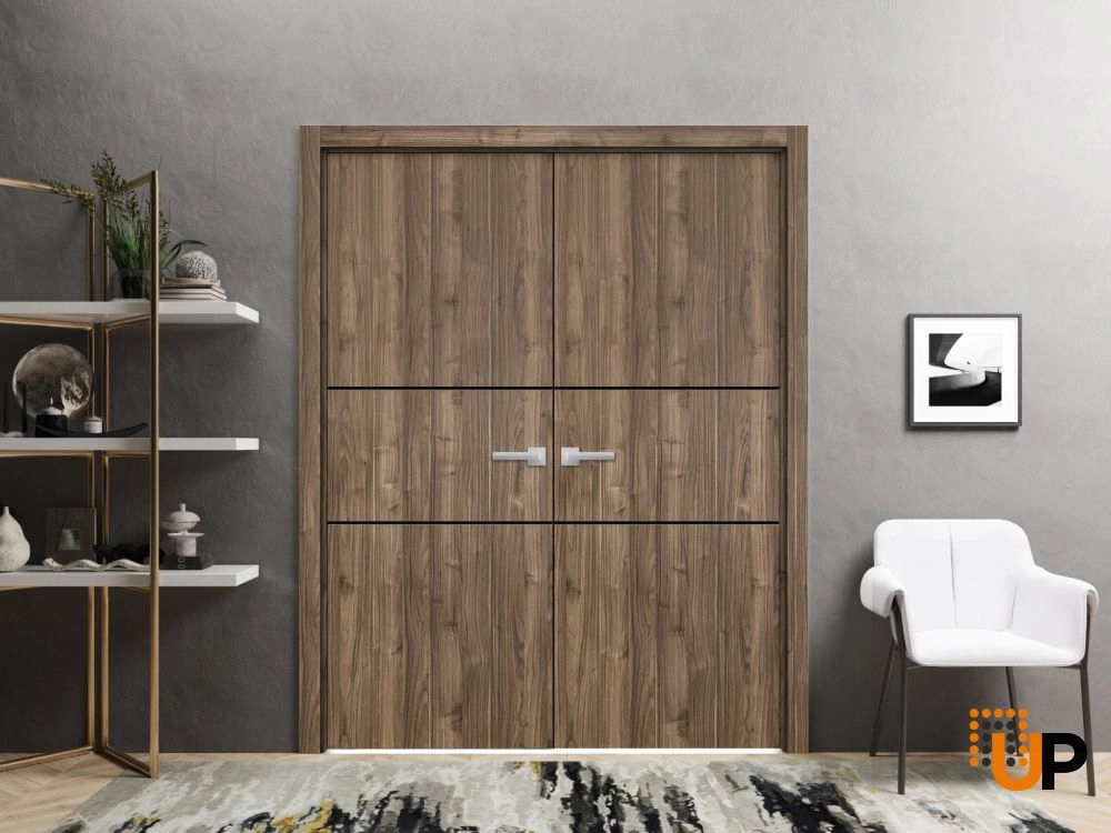 Double solid wood with honeycomb french interior swing double door | Planum 0014 Walnut | 36 x 80 (2* 18x80) photo#2