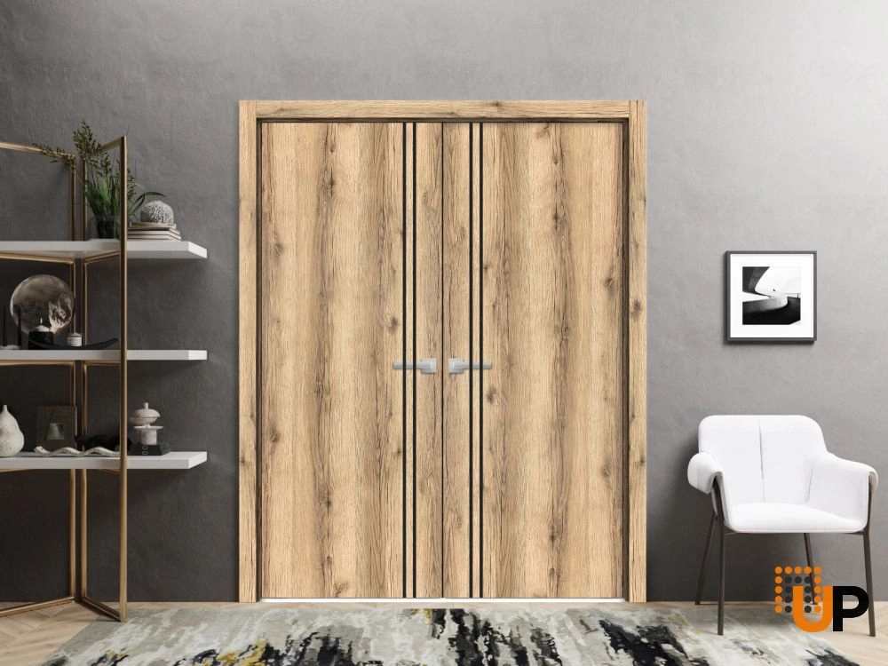 Single solid wood with honeycomb modern interior door slab | Planum 0016 Oak | 18 x 80 photo#3
