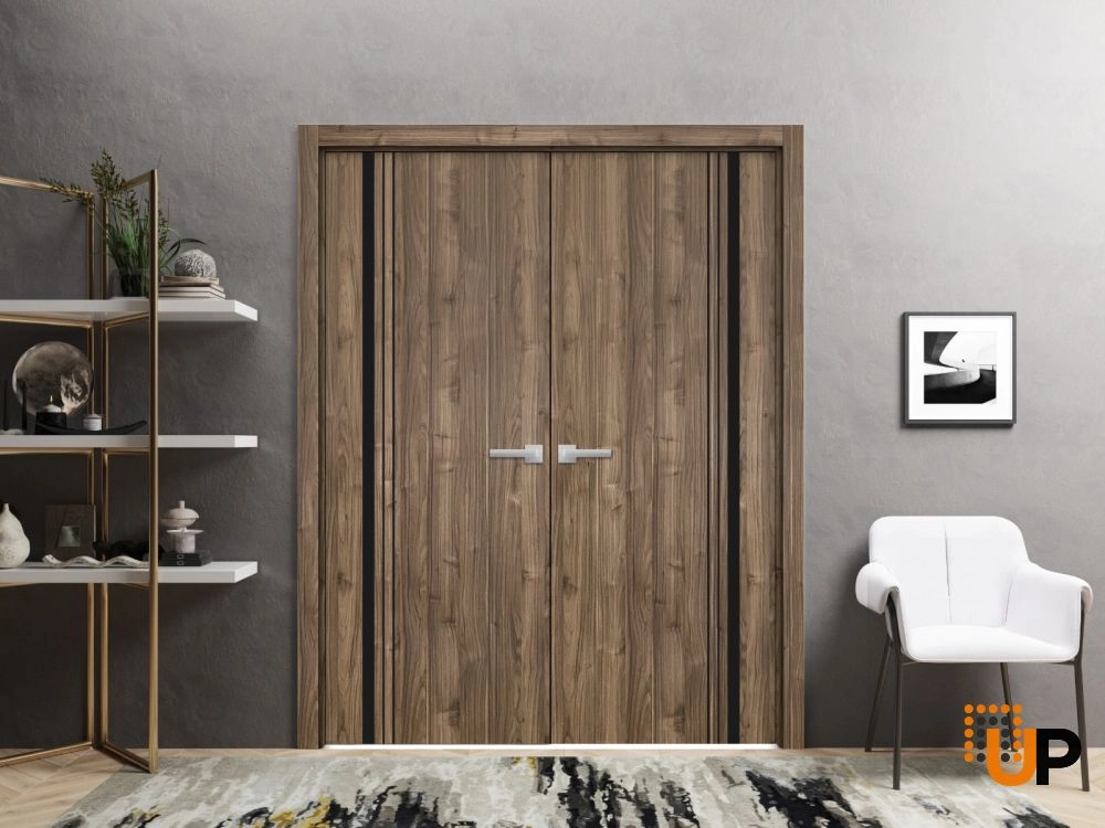 Double solid wood with honeycomb french interior swing double door | Planum 0011 Walnut | 36 x 80 (2* 18x80) photo#2