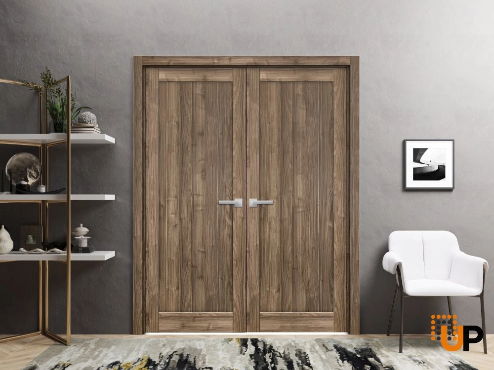 Double mdf shaker interior swing double door | Quadro 4111 Walnut | 36 x 80 (2* 18x80) photo#2
