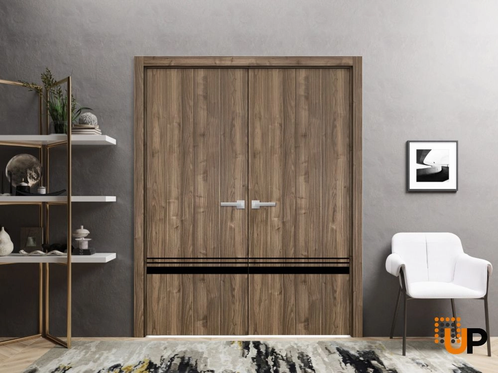 Single solid wood with honeycomb modern interior door slab | Planum 0012 Walnut | 18 x 80 photo#3
