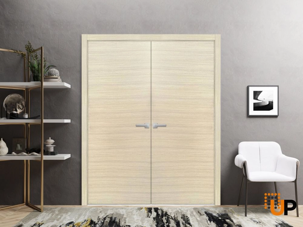 Double solid wood with honeycomb french interior swing double door | Planum 0010 Natural Veneer | 36 x 80 (2* 18x80) photo#2