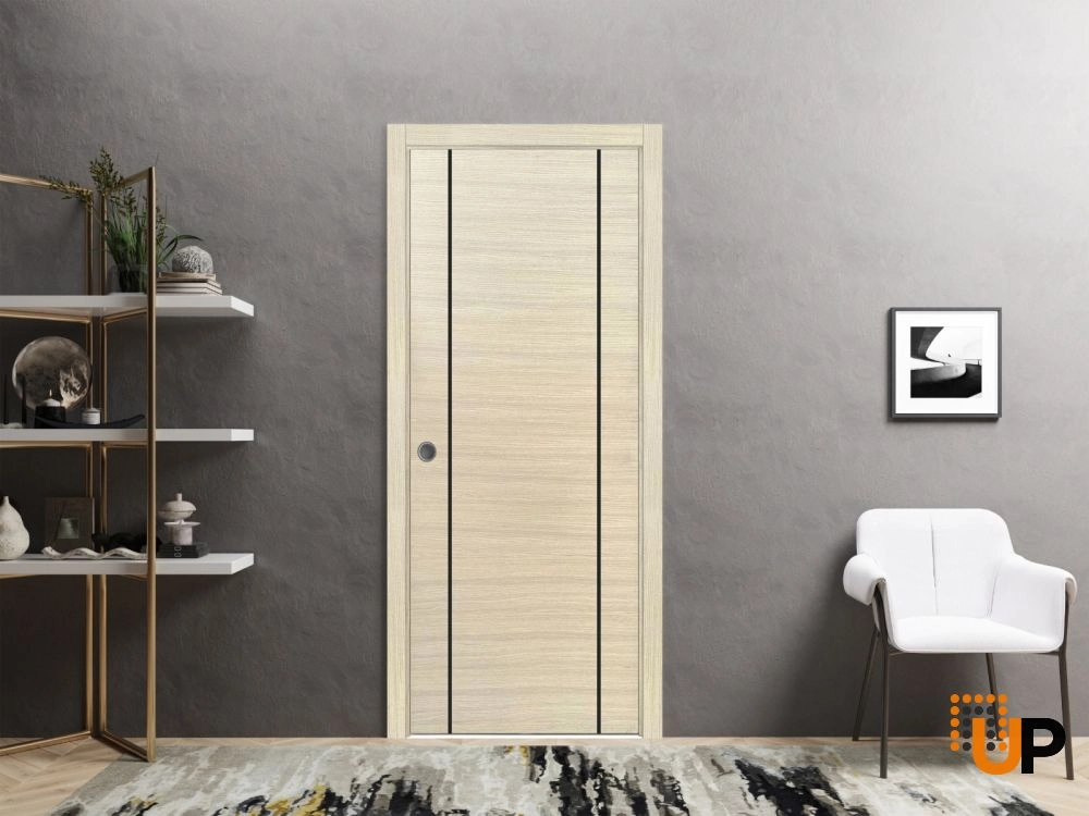 Single solid wood with honeycomb modern interior door slab | Planum 0017 Natural Veneer | 18 x 80 photo#4