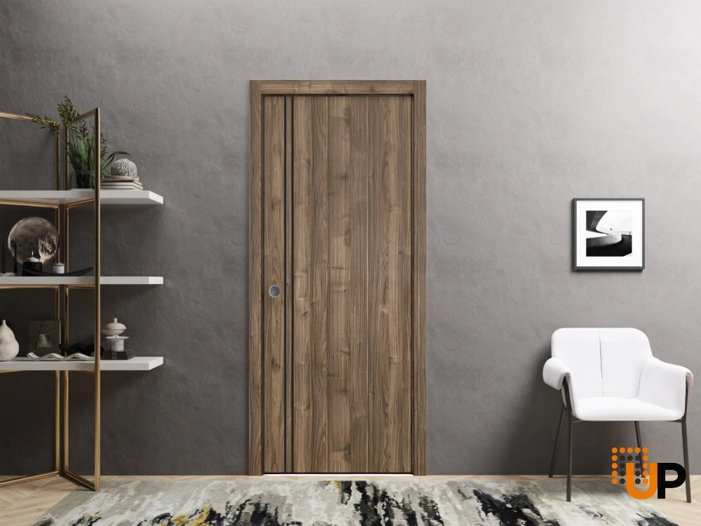 Single solid wood with honeycomb modern interior door slab | Planum 0016 Walnut | 18 x 84 photo#4