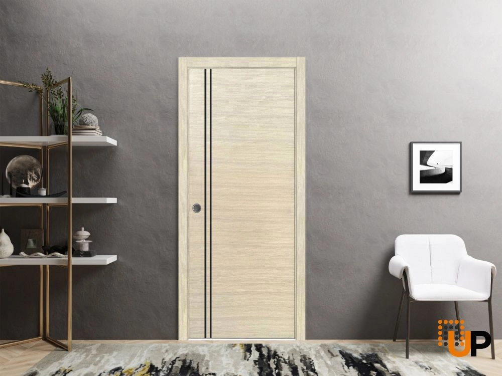 Single solid wood with honeycomb modern interior door slab | Planum 0016 Natural Veneer | 18 x 80 photo#4