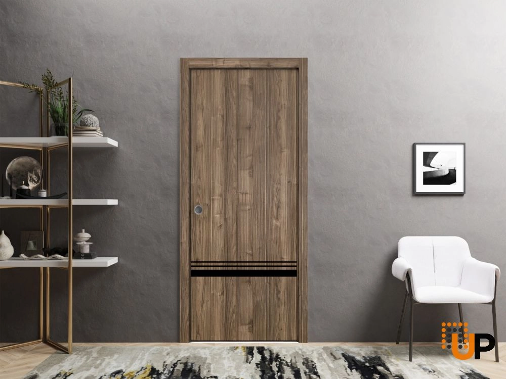 Single solid wood with honeycomb modern interior door slab | Planum 0012 Walnut | 18 x 80 photo#4