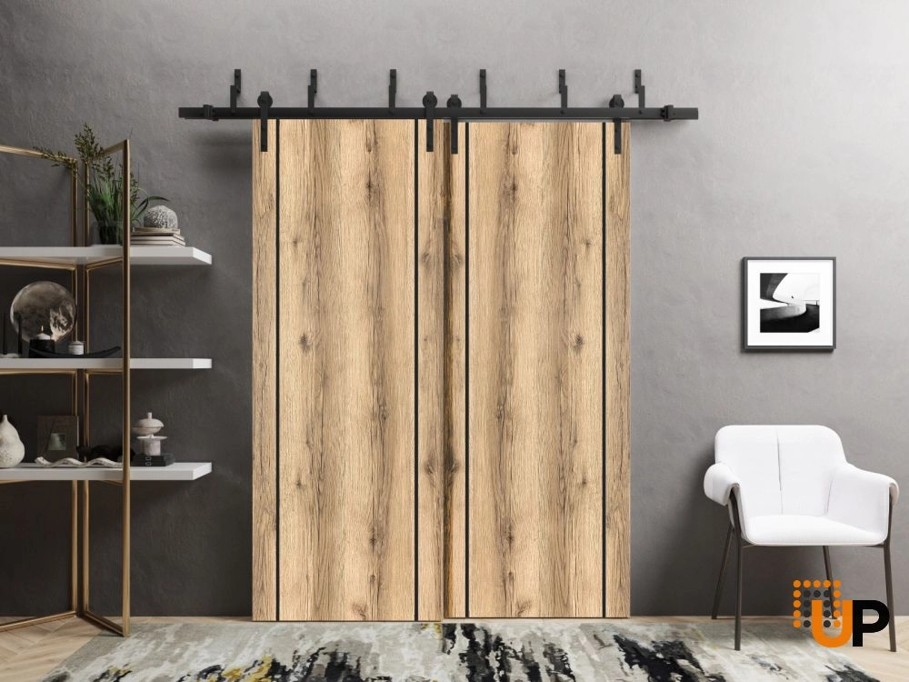 Single solid wood with honeycomb modern interior door slab | Planum 0017 Oak | 18 x 96 photo#2