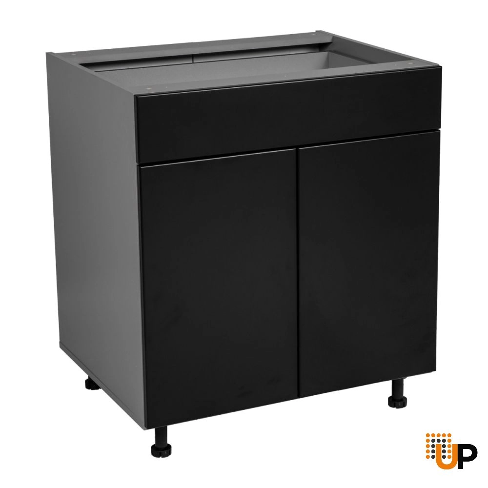 24" Base Cabinet Double Door Single Drawer with Black Matte door photo#1