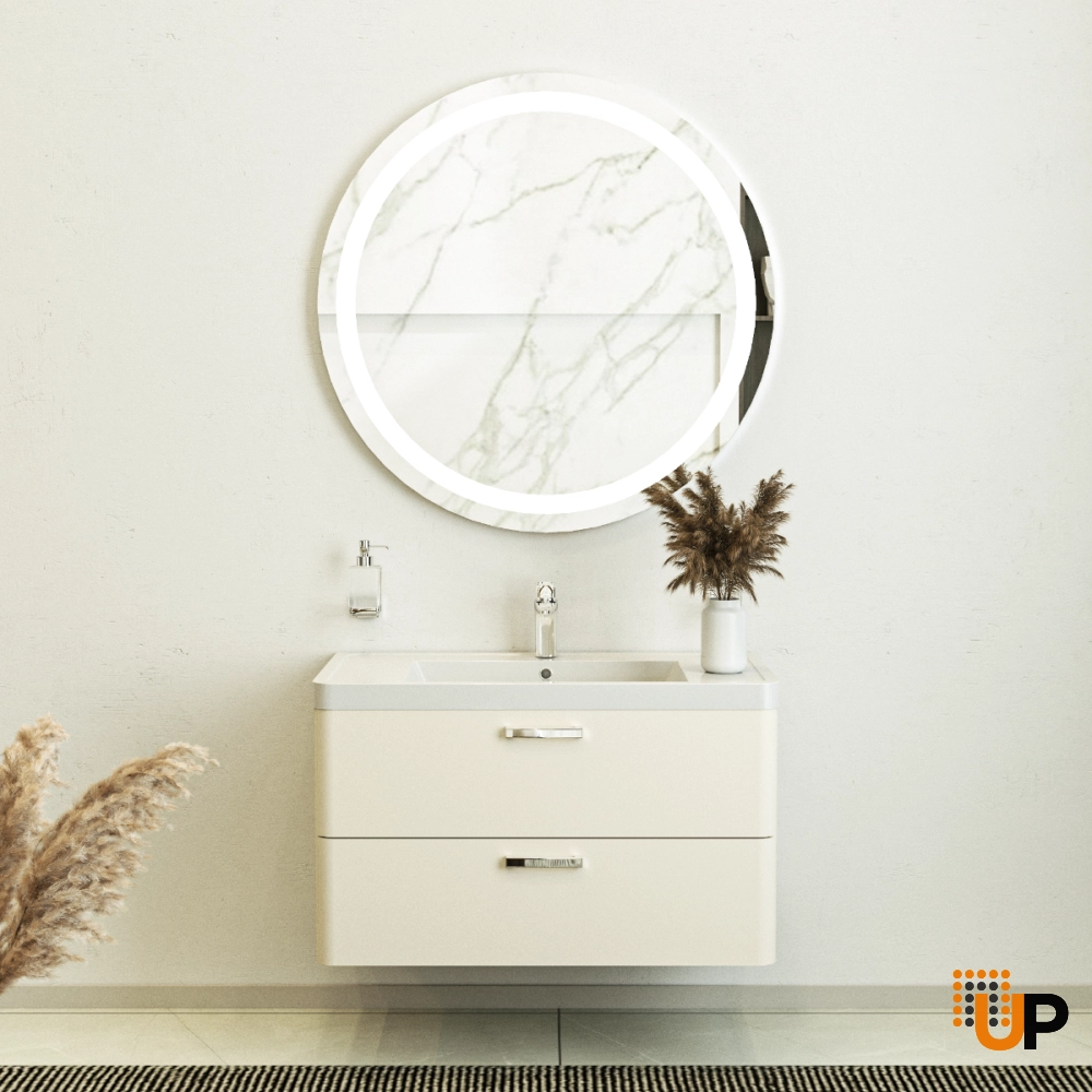 Modern Wall-Mounted Bathroom Vanity with Washbasin | Fiona Beige Matte Collection | Non-Toxic Fire-Resistant MDF-36" photo#2