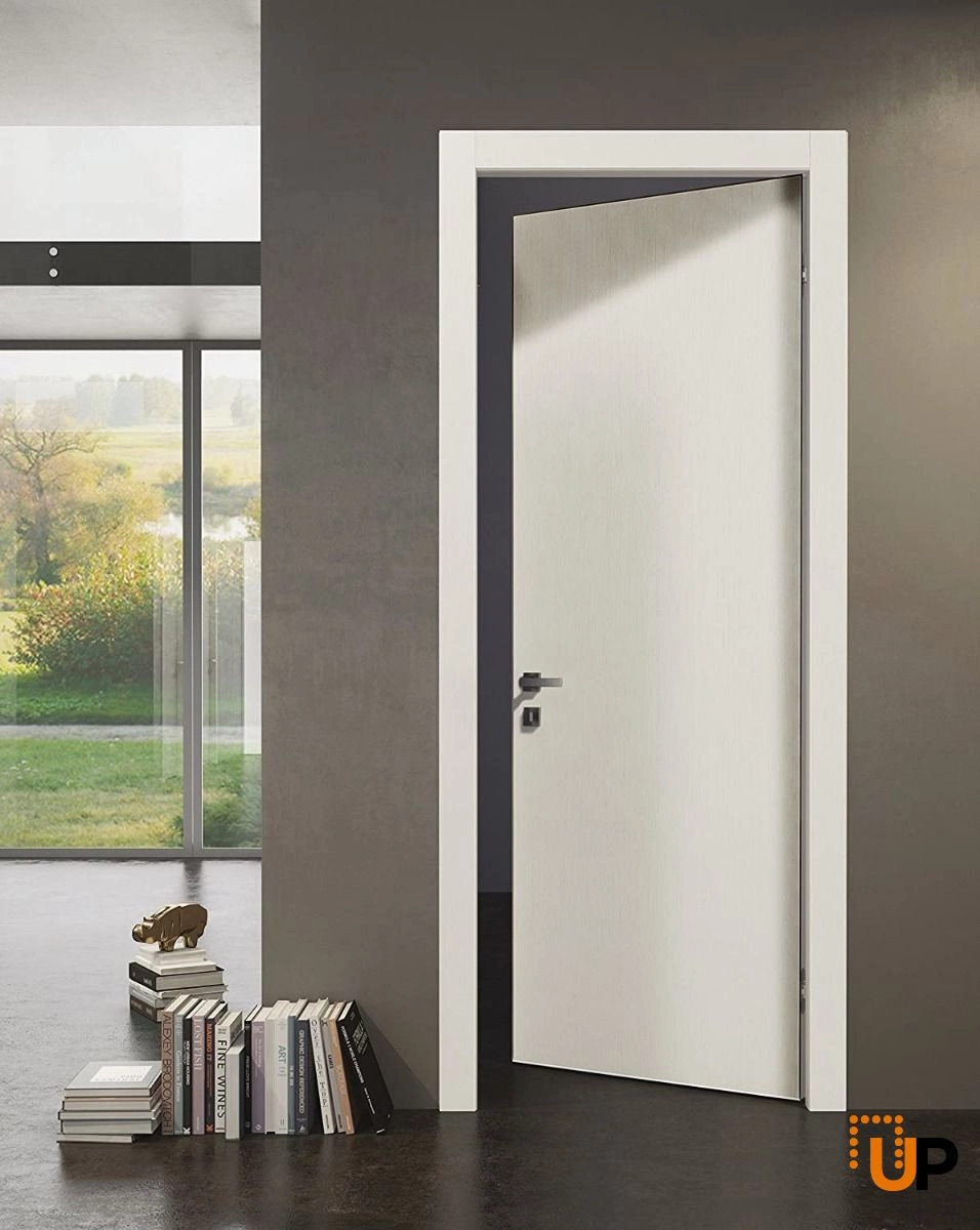 Single solid wood with honeycomb modern interior swing door | Planum 0010 Painted White | 32 x 80 photo#2