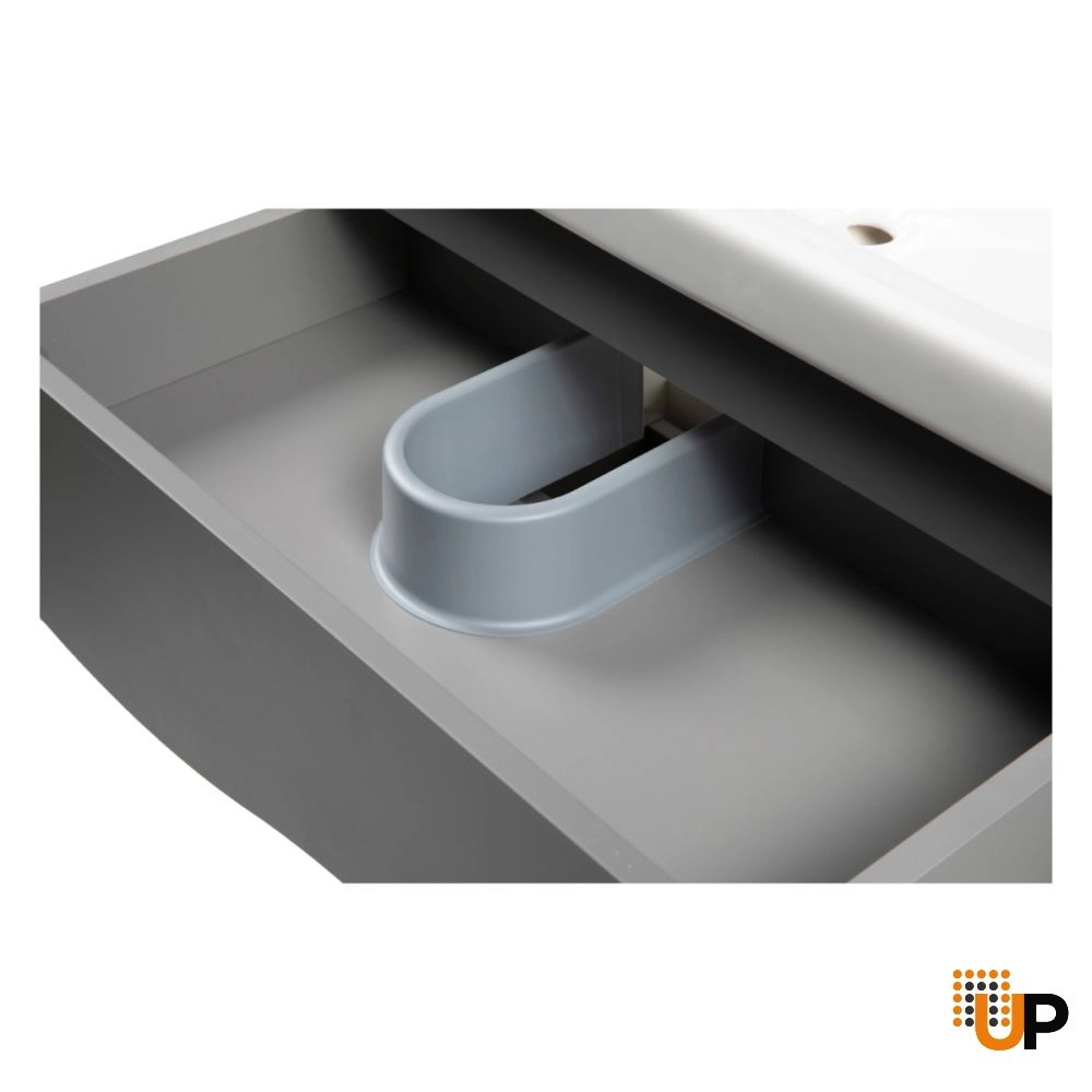 Modern Wall-Mount Bathroom Vanity with Washbasin | Wave Gray Matte Collection | Non-Toxic Fire-Resistant MDF-26" photo#6