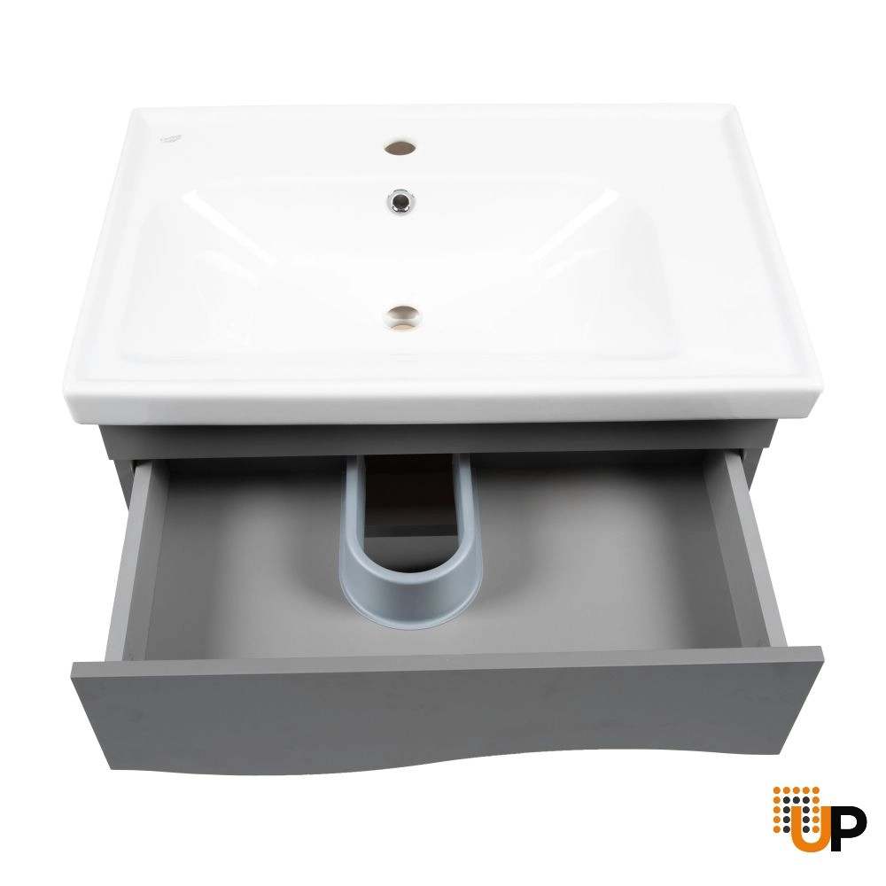 Modern Wall-Mounted Bathroom Vanity with Washbasin | Wave Gray Matte Collection | Non-Toxic Fire-Resistant MDF-32" photo#5