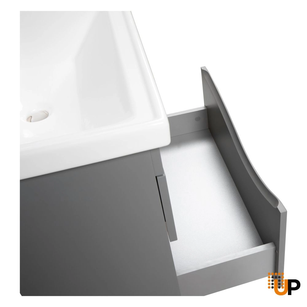 Modern Wall-Mounted Bathroom Vanity with Washbasin | Wave Gray Matte Collection | Non-Toxic Fire-Resistant MDF-32" photo#4