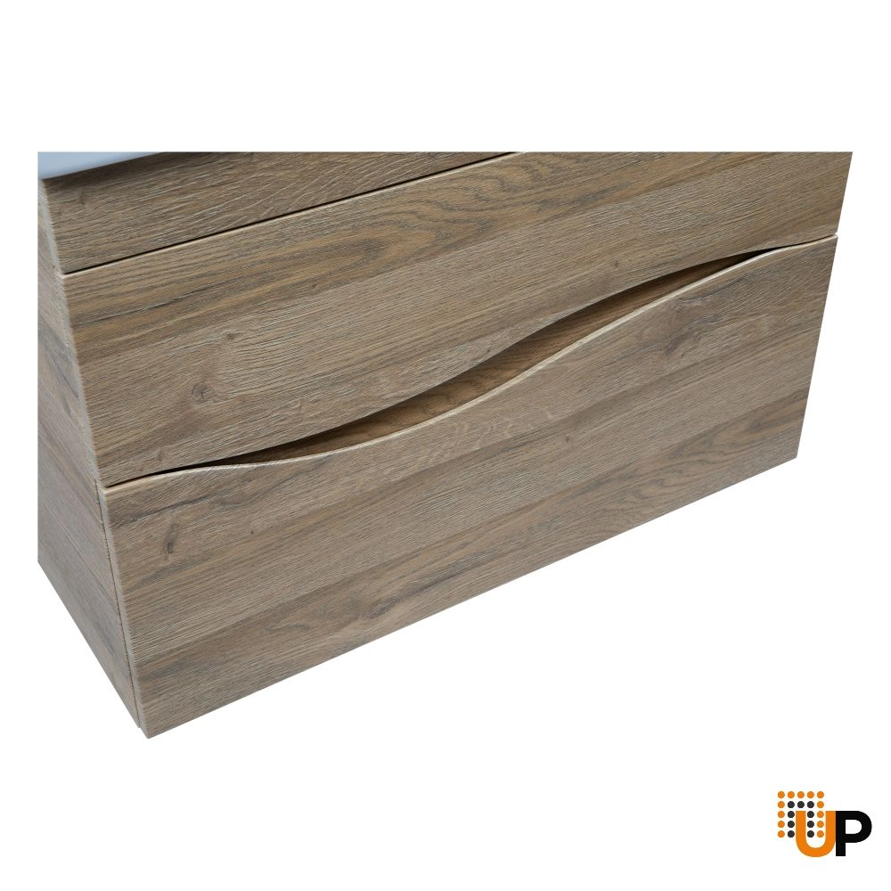 Modern Wall-Mounted Bathroom Vanity with Washbasin | Wave Teak Natural Collection | Non-Toxic Fire-Resistant MDF-32" photo#6