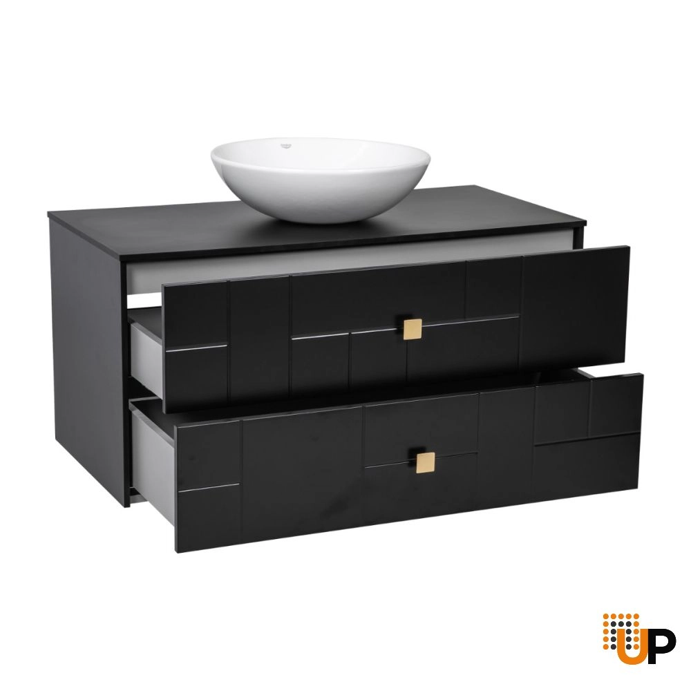 Modern Free Standing Bathroom Vanity with Washbasin | Dune Black Matte Collection | Non-Toxic Fire-Resistant MDF-40" photo#3