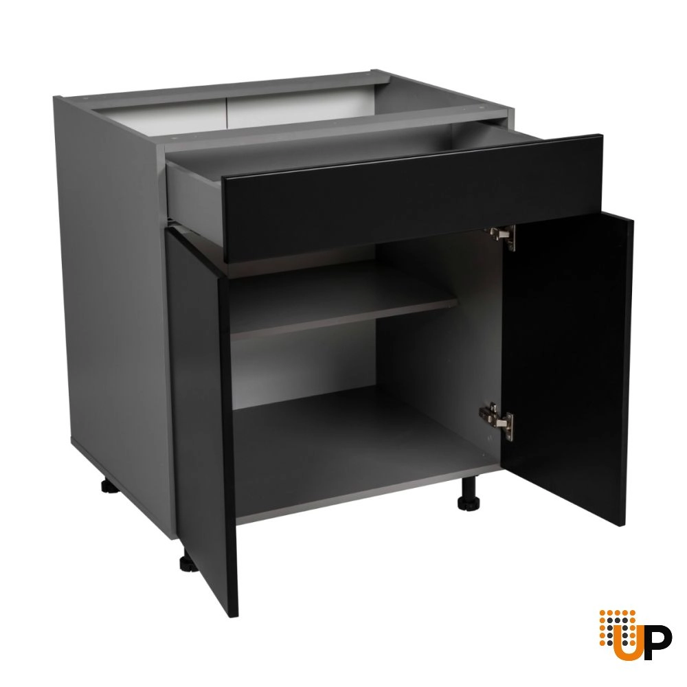 24" Base Cabinet Double Door Single Drawer with Black Matte door photo#2