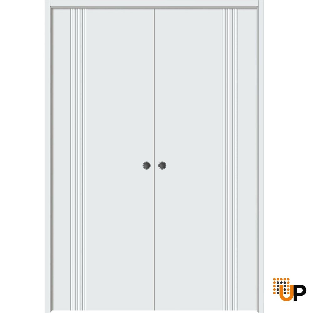 Double solid wood with honeycomb sliding interior pocket double door | Basic 0111 White | 36 x 80 (2* 18x80) photo#1