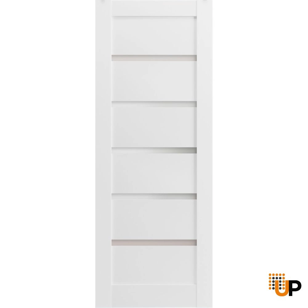 Single mdf interior door slab with frosted glass | Quadro 4117 White | 18 x 80 photo#1